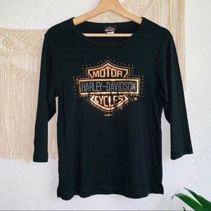Harley-Davidson Embellished Rhinestone Shirt SizeM